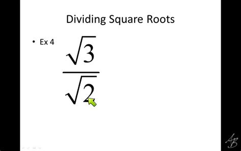 Dividing Square Roots Notes Youtube