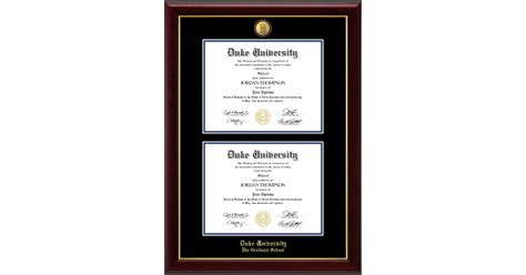 Duke University 23K Double Diploma Frame In Gallery Item 205224 Dgs