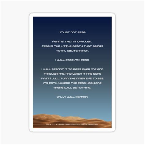 Dune Litany Of Fear Poster Sticker For Sale By Northstone Redbubble