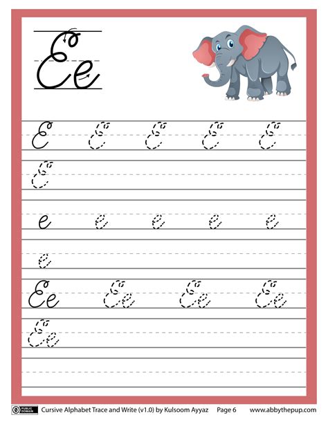 e in cursive writing guide