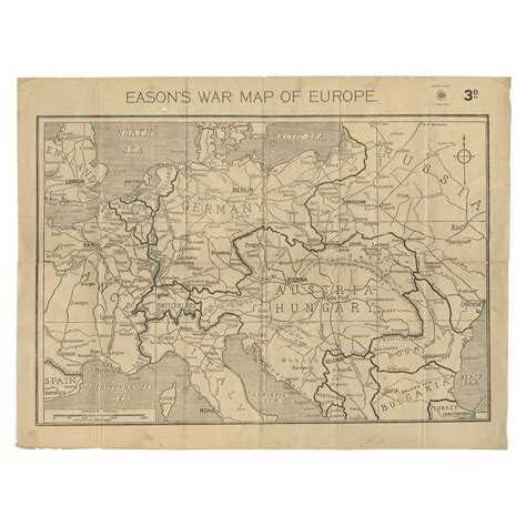 Eason S War Map Of Europe Circa 1914 For Sale At 1Stdibs Europe Map