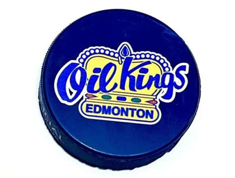 Edmonton Oil Kings Rare Blue Whl Hockey Puck Vegum Mfg Made In