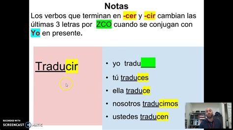 El Presente De Verbos Cer Y Cir Youtube
