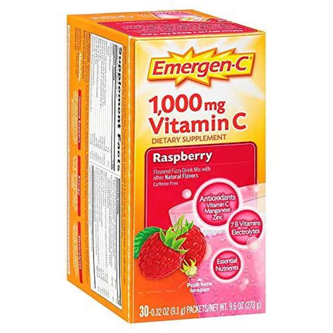 Emergen C 30 Count Raspberry Flavor 1 Month Supply Dietary