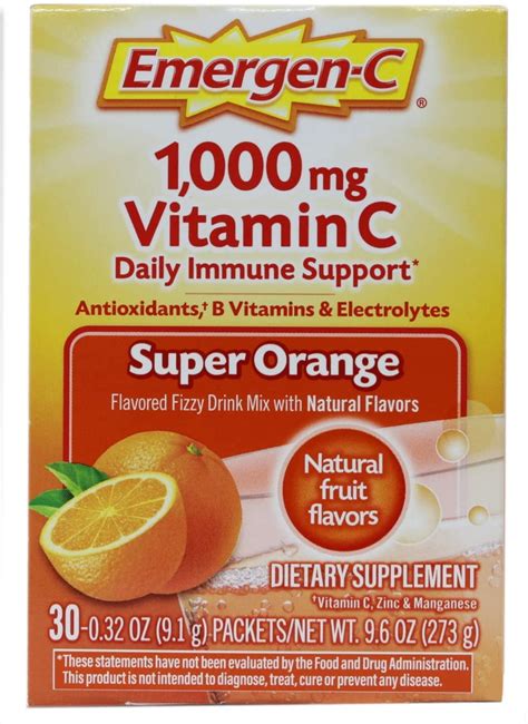 Emergen C Vitamin C Dietary Supplement Drink Mix Orange 30 Ct 9 3 Oz