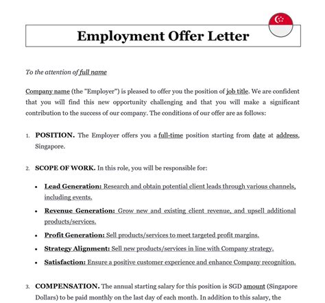 Employment Offer Letter In Singapore Download Legal Template Docx