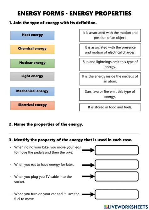 Energy Worksheet For Grade 5