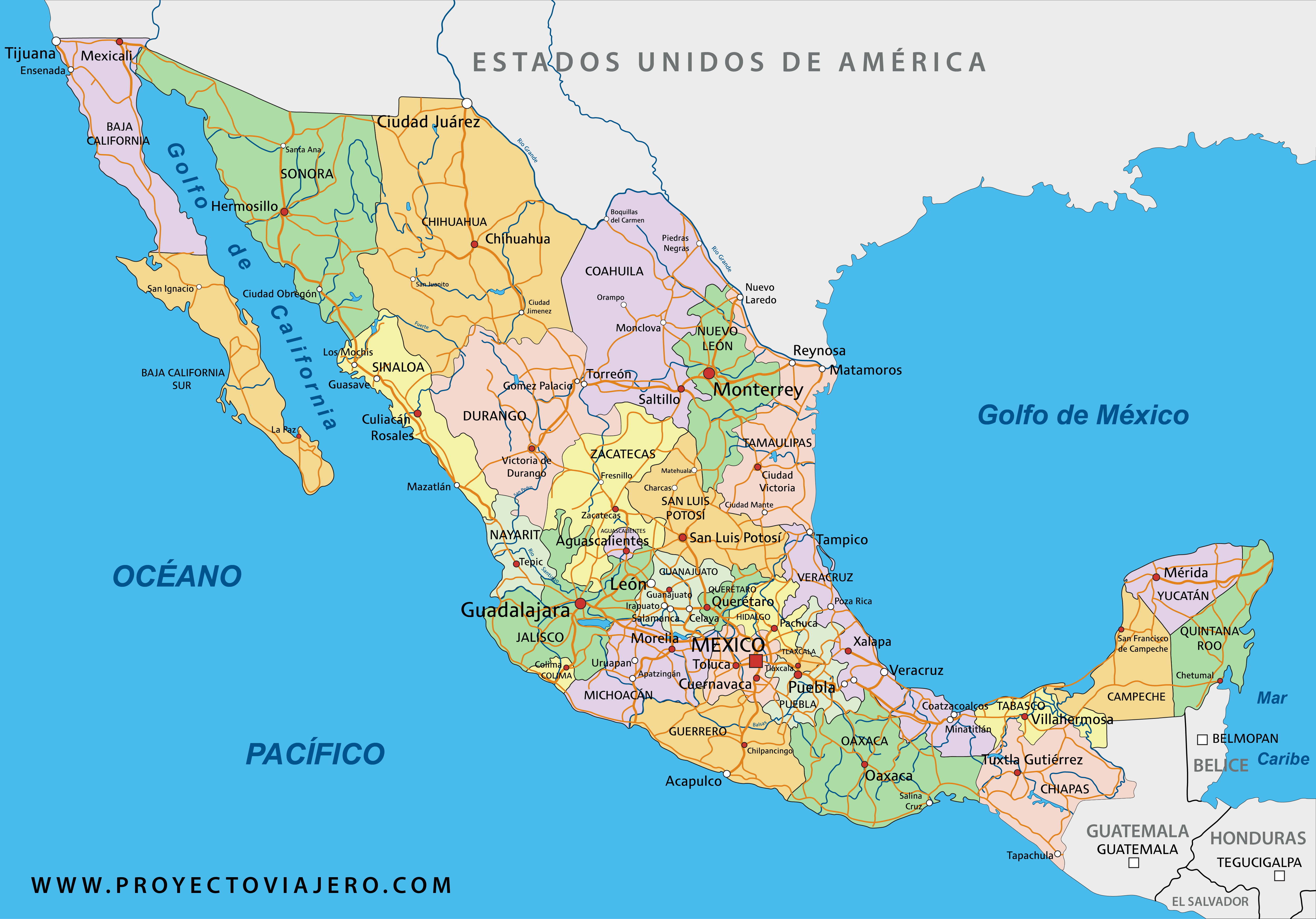 Estados De Mexico Listado Y Mapa Saber Es Practico Images