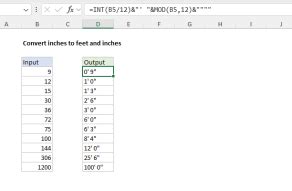 Excel Formula Convert Inches To Feet And Inches Exceljet