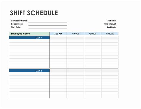 Excel Shift Schedule Template