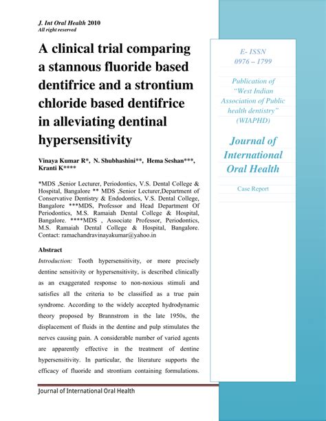 Experimental Stannous Fluoride For Dentin Sensitivity Clinical Trial