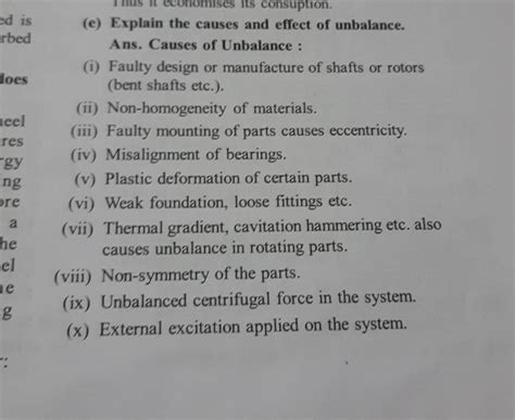 Explain The Causes And Effect Of Unbalance Ans Causes Of Unbalance