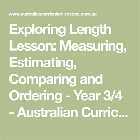Exploring Length Lesson Measuring Estimating Comparing And Ordering