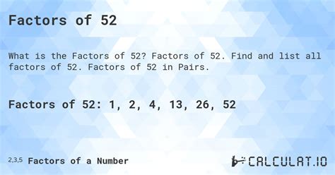 5 Factors of 52