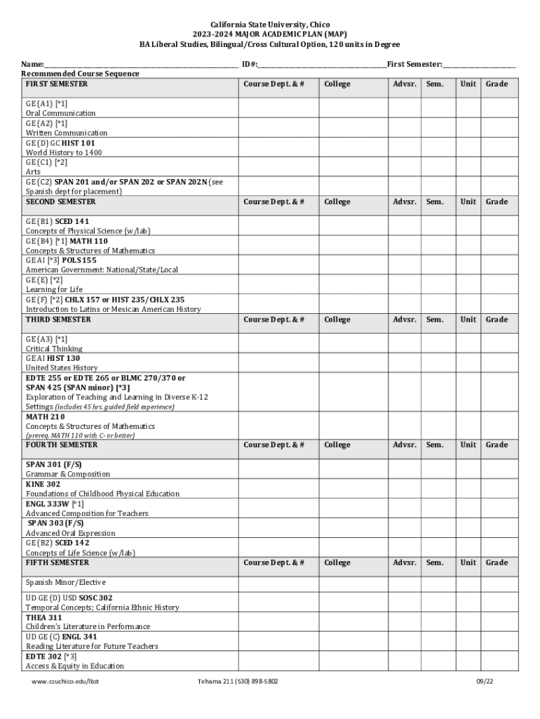 Fillable Online Ba In Liberal Studies Bilingual Cross Cultural Option