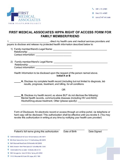Fillable Online First Medical Associates Hippa Right Of Access Form