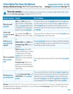 Fillable Online Hca Wa Uniform Medical Plan Classic Non Medicare Hca