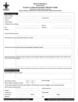 Fillable Online Injury Accident Form May 2015 Scouts Victoria Fax