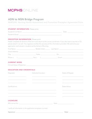 Fillable Online Ms In Nursing Adn To Msn Program Fax Email Print
