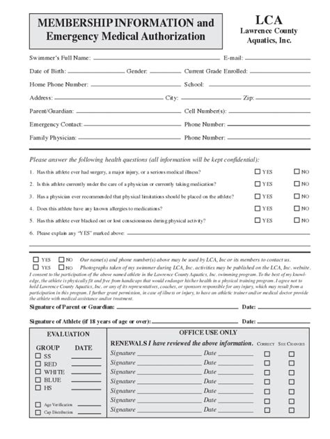 Fillable Online Parent Guardian Phone Number Other Emergency