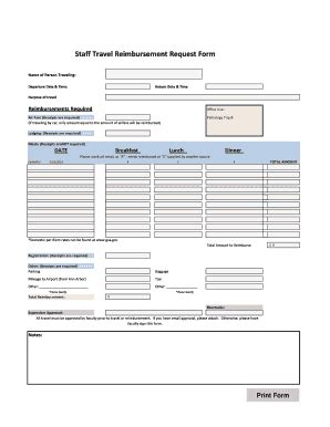 Fillable Online Pathology Med Umich Staff Travel Reimbursement Request