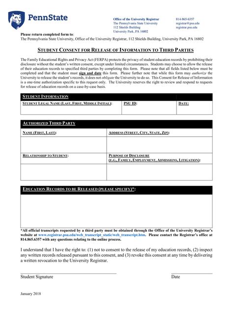 Fillable Online The Pennsylvania State University Office Of The