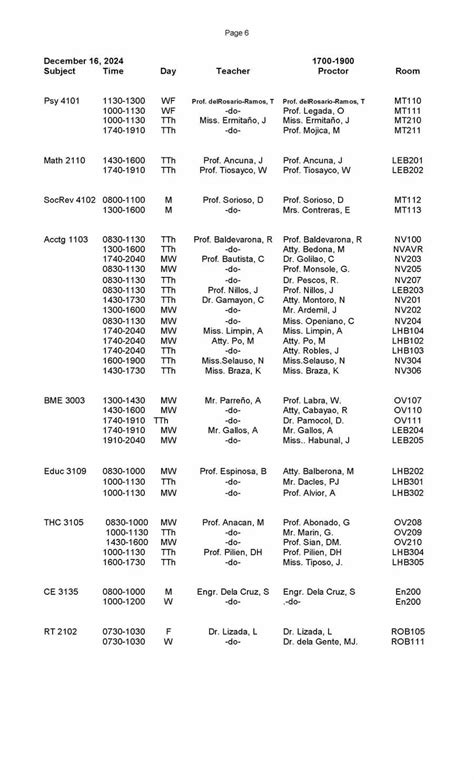 Final Schedule Of Final Examinations For The 1St Semester A Y 2024