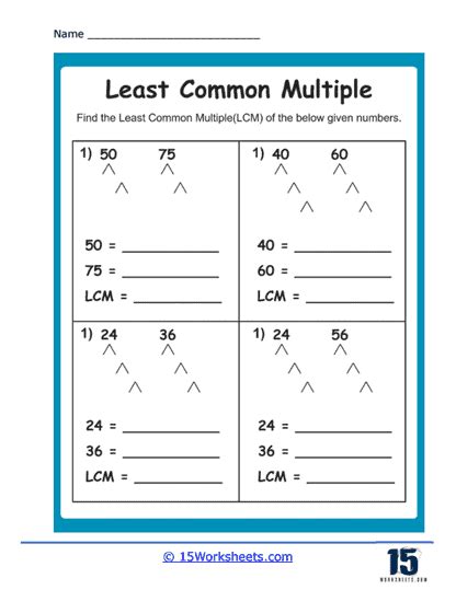 Find Lcm Least Common Multiple Of 2 Numbers Worksheet 5 Your Home