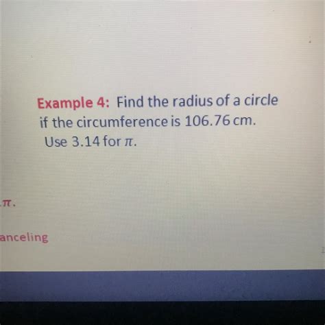 Find The Radius Of A Circle If The Circumference Is 106 76 Cmformula C