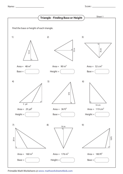 Finding Base And Height Of A Triangle
