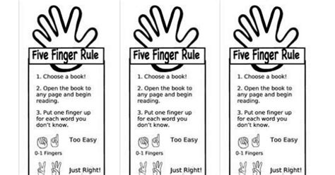 Five Finger Rule Bookmark Pdf For Classroom Reading