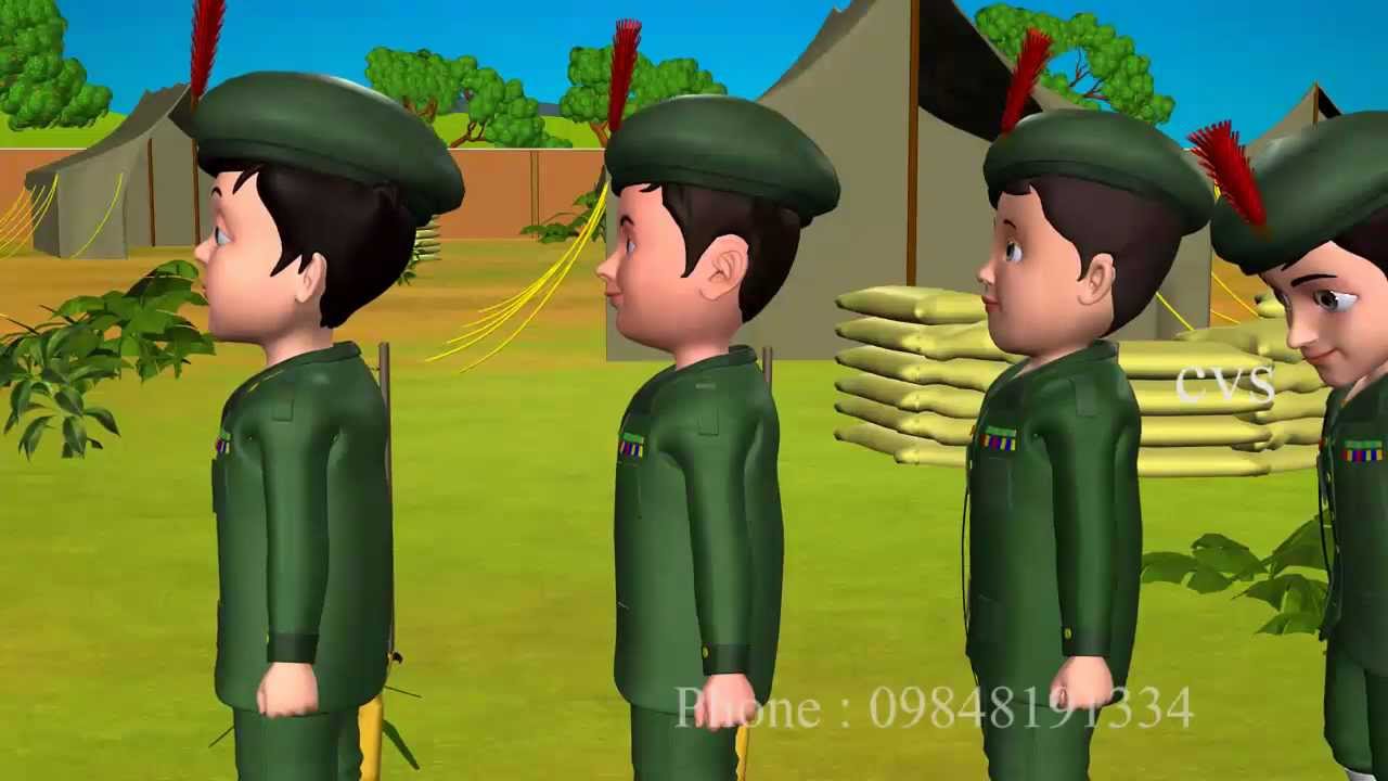 Five Little Soldiers English Rhyme For Children With Action Youtube