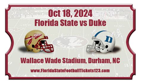 Florida State Seminoles Vs Duke Blue Devils Football Tickets 10 18 24