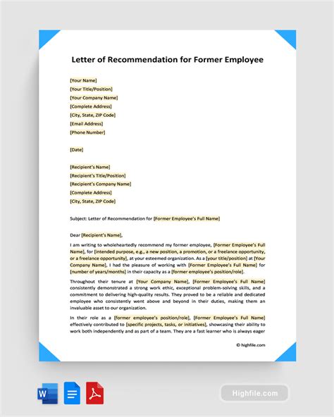 Former Employee Recommendation Letter Templates At