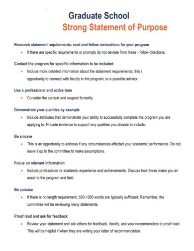 Free 10 Graduate Statement Of Purpose Samples School Nursing