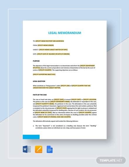 Free 11 Sample Legal Memo Templates In Pdf Ms Word Google Docs