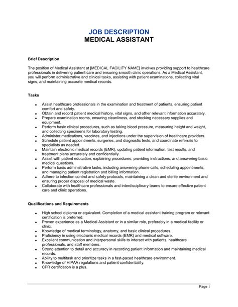 Free 7 Sample Medical Assistant Job Dutie Templates In Ms Word Pdf