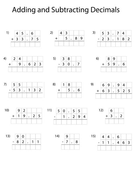Free Adding And Subtracting Decimals Activities Pdf For 5Th Grade