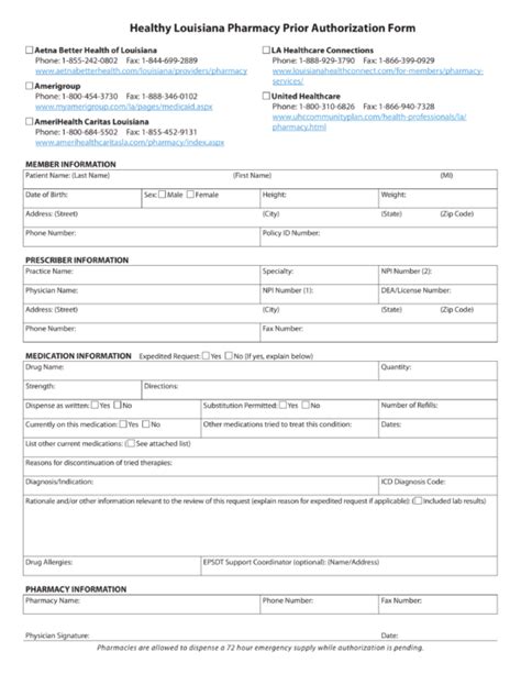 Free Louisiana Medicaid Prior Rx Authorization Form Pdf Eforms