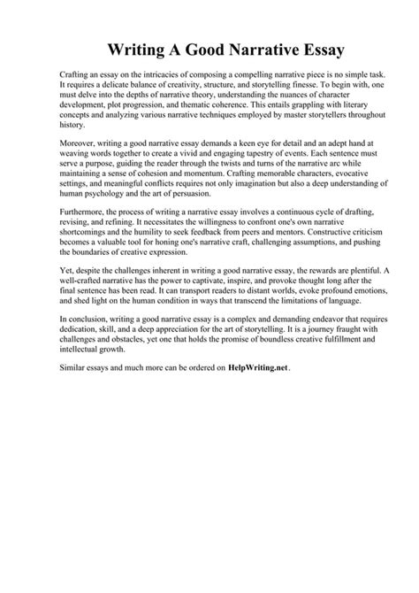 Free Narrative Essay Examples Samples Format Example Of A Good