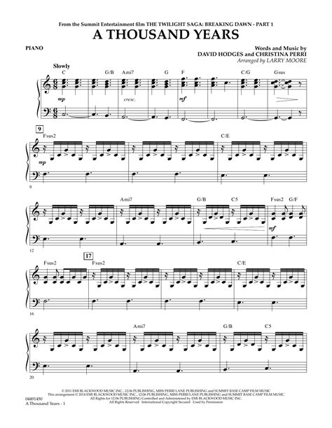 Free Printable A Thousand Years Piano Sheet Music Printable Templates