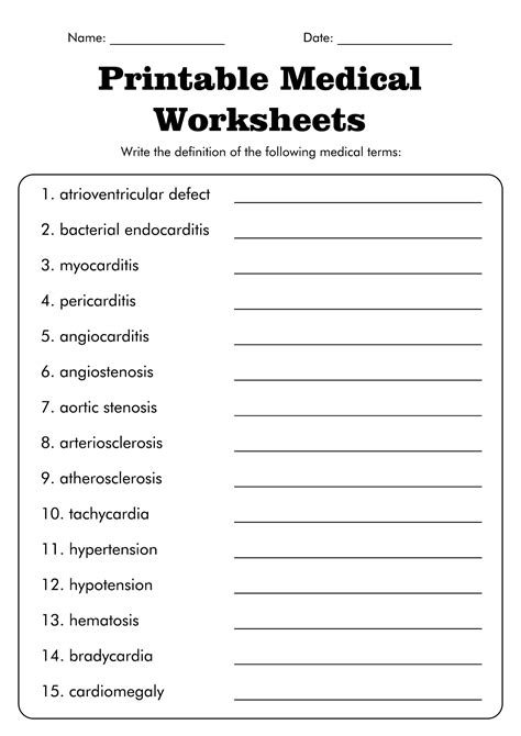 Free Printable Medical Terminology Worksheets