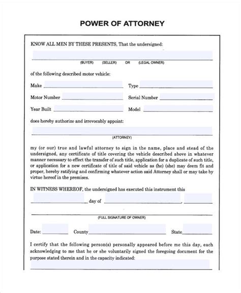Free Printable Power Of Attorney Forms Pdf Templates