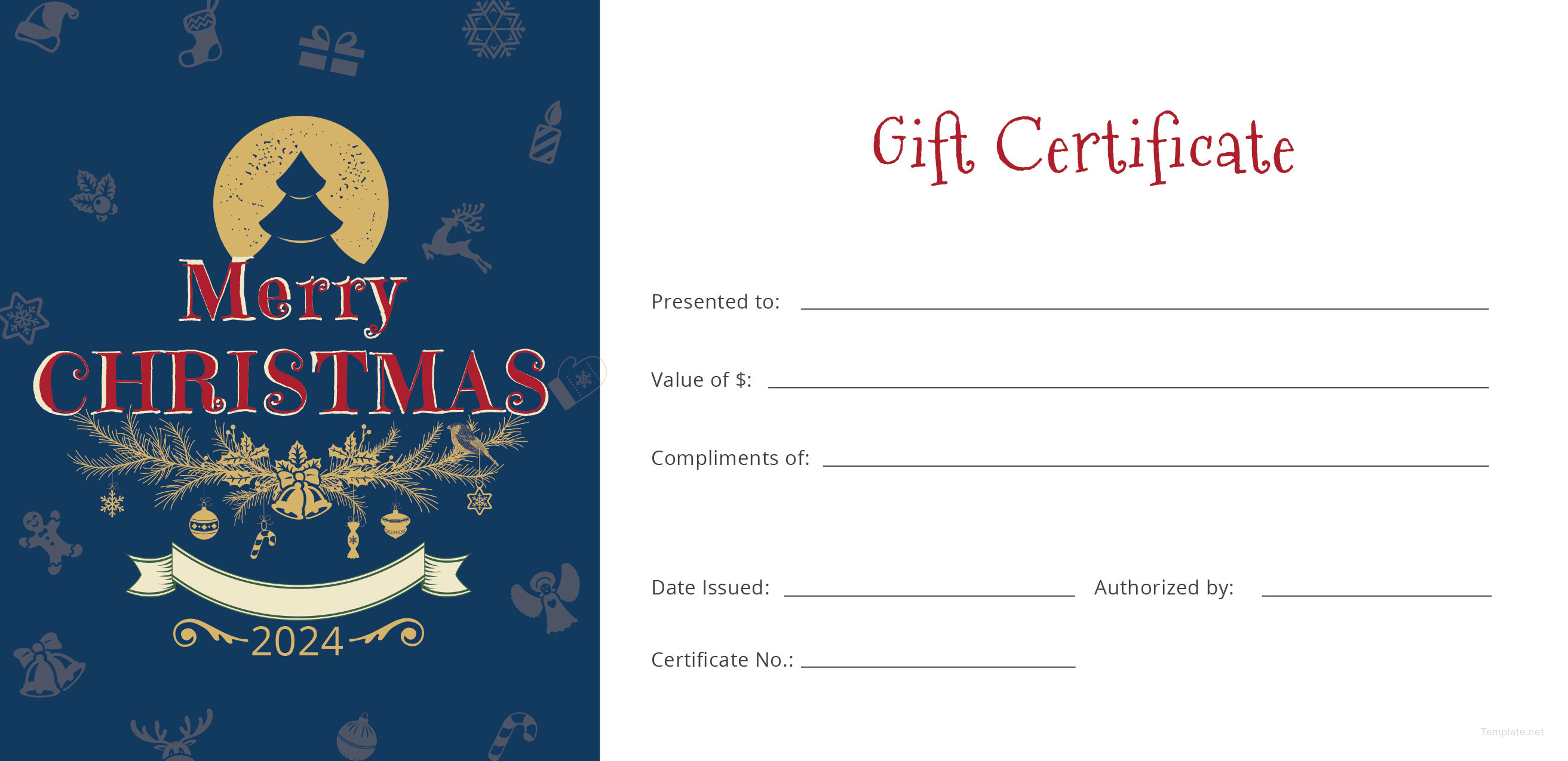Free Template Gift Certificate Christmas