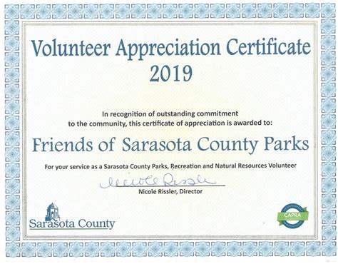 Friends Of Sarasota County Parks Foscp Awarded Volunteer Appreciation