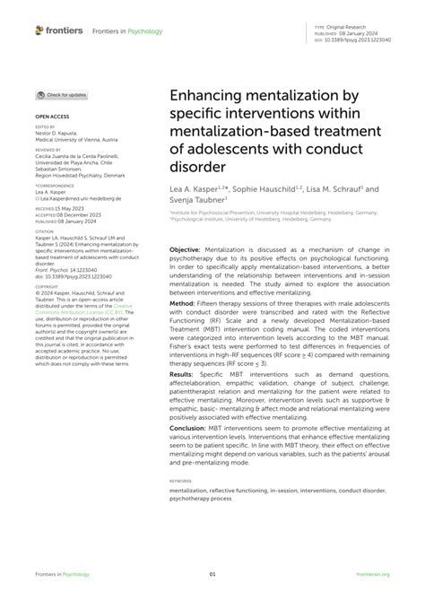 Frontiers Mentalization Based Treatment From The Patients