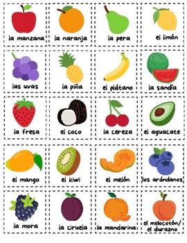 Fruits In Full Spanish By Playing In Spanish Teachers Pay Teachers