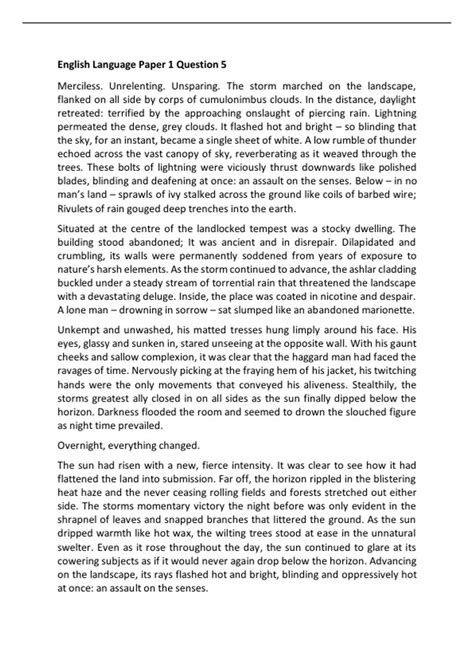 Gcse Paper 1 Question 5 Examples Free Math Worksheet Printable