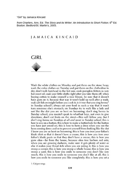 Girl By Jamaica Kincaid