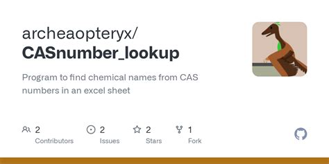 Github Archeaopteryx Casnumber Lookup Program To Find Chemical Names